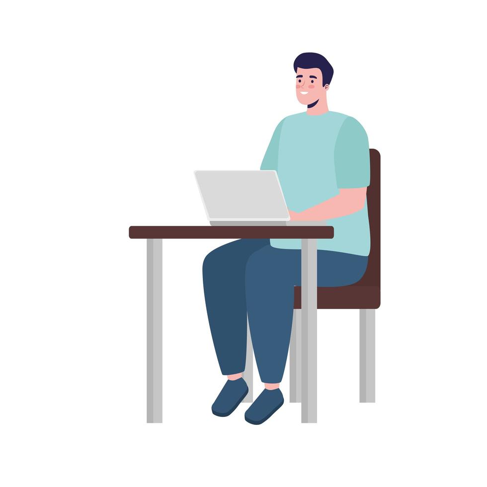 man working laptop vector