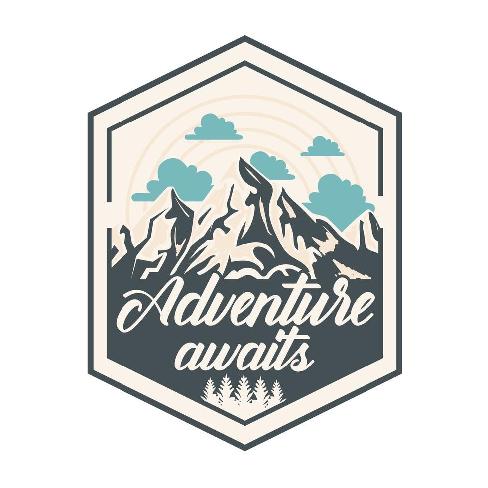 camping patch mountains vector