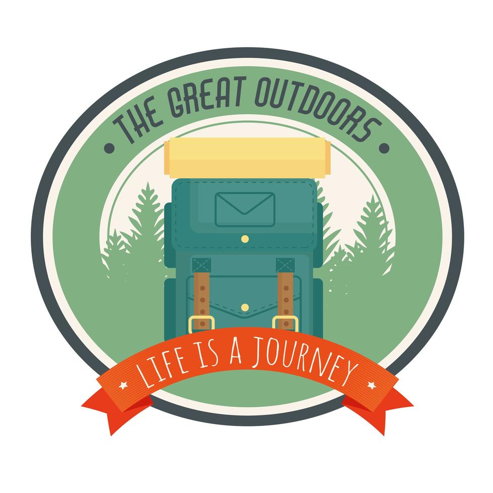 camping patch bagpack vector