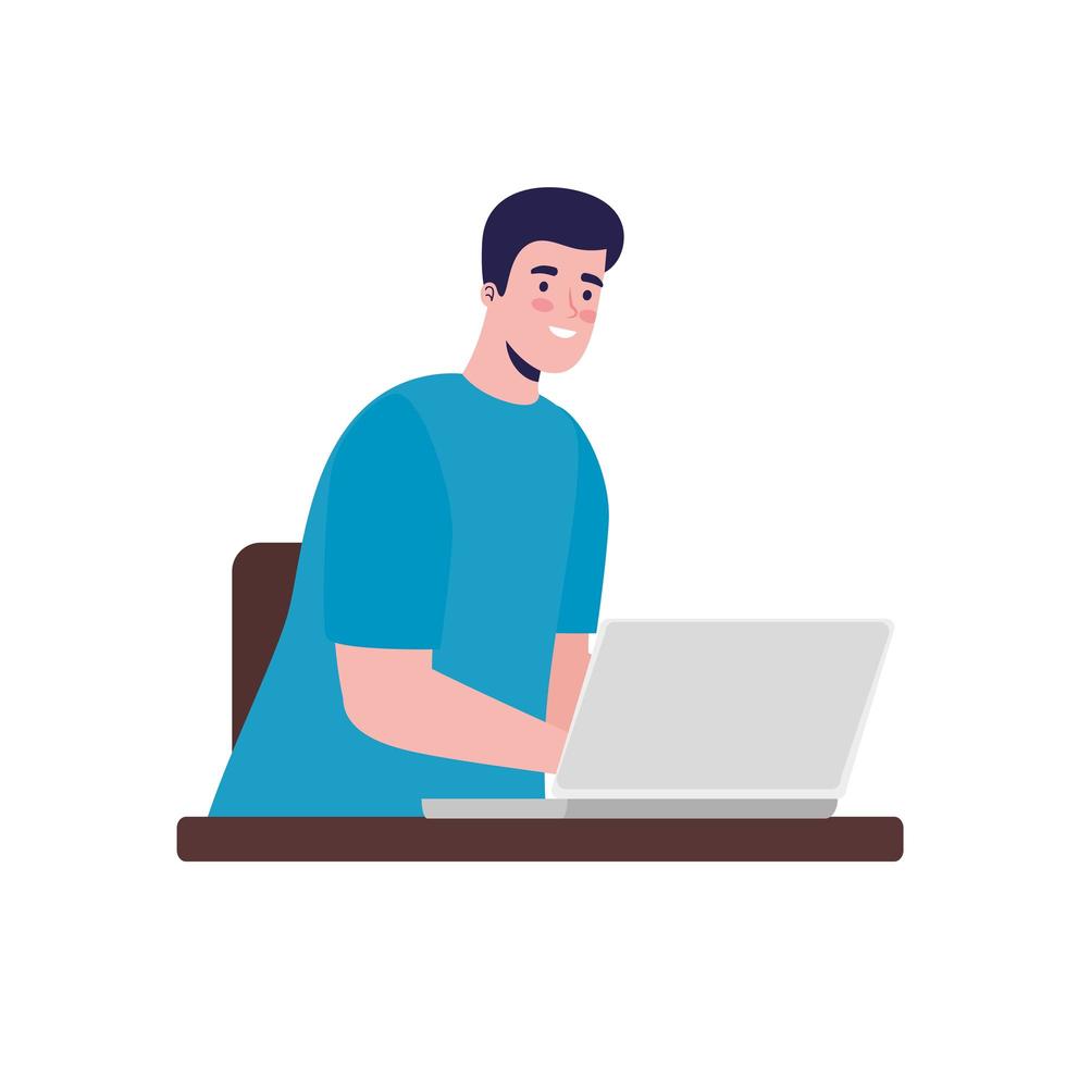 man with laptop vector