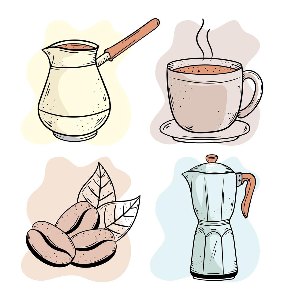 coffee four icons vector