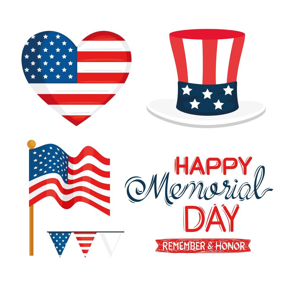 memorial day icons vector