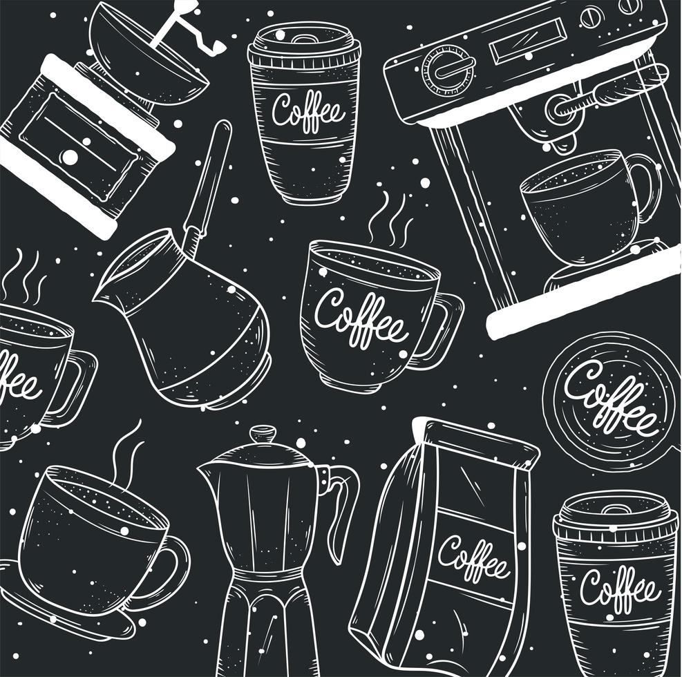 coffee pattern icons vector