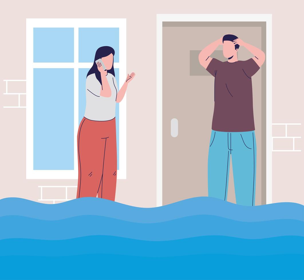 couple in flood vector