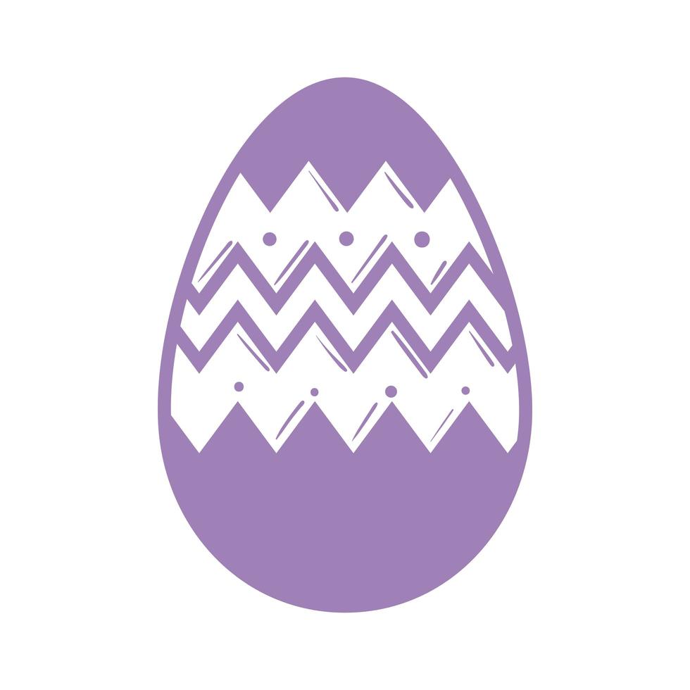 happy easter season lilac color egg painted line style icon vector