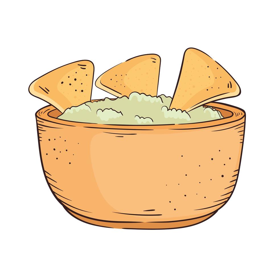 nachos with guacamole vector