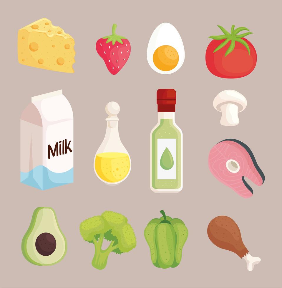 thirteen healthy food vector