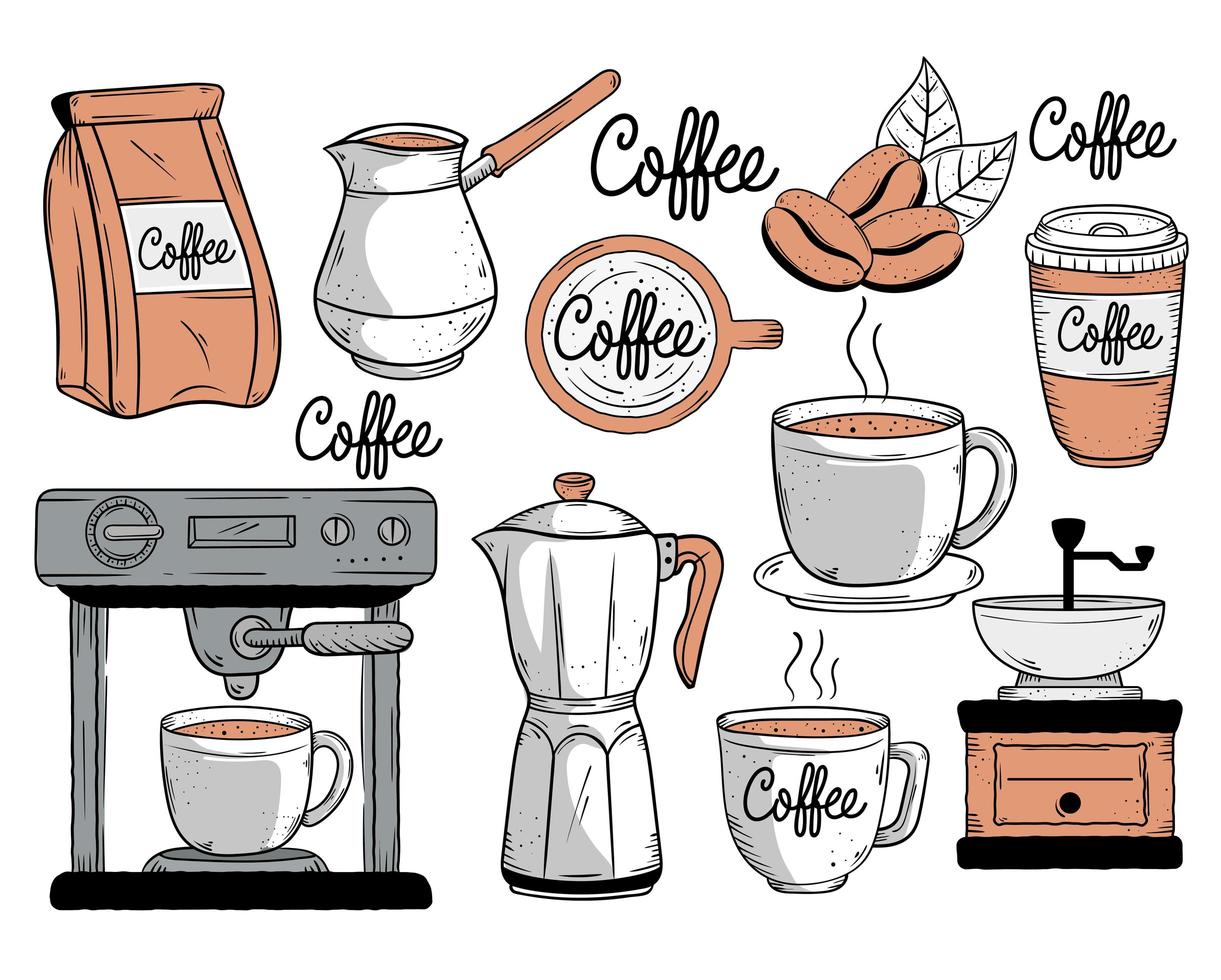 coffee ten icons vector