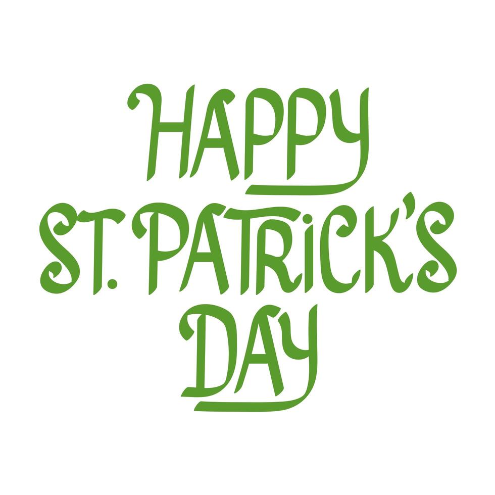 happy saint patricks day lettering card vector