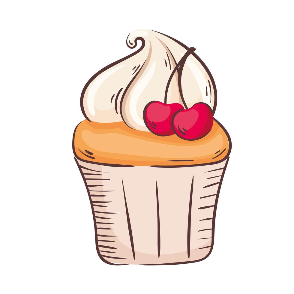 dulce, cupcake, panadería, aislado, icono vector