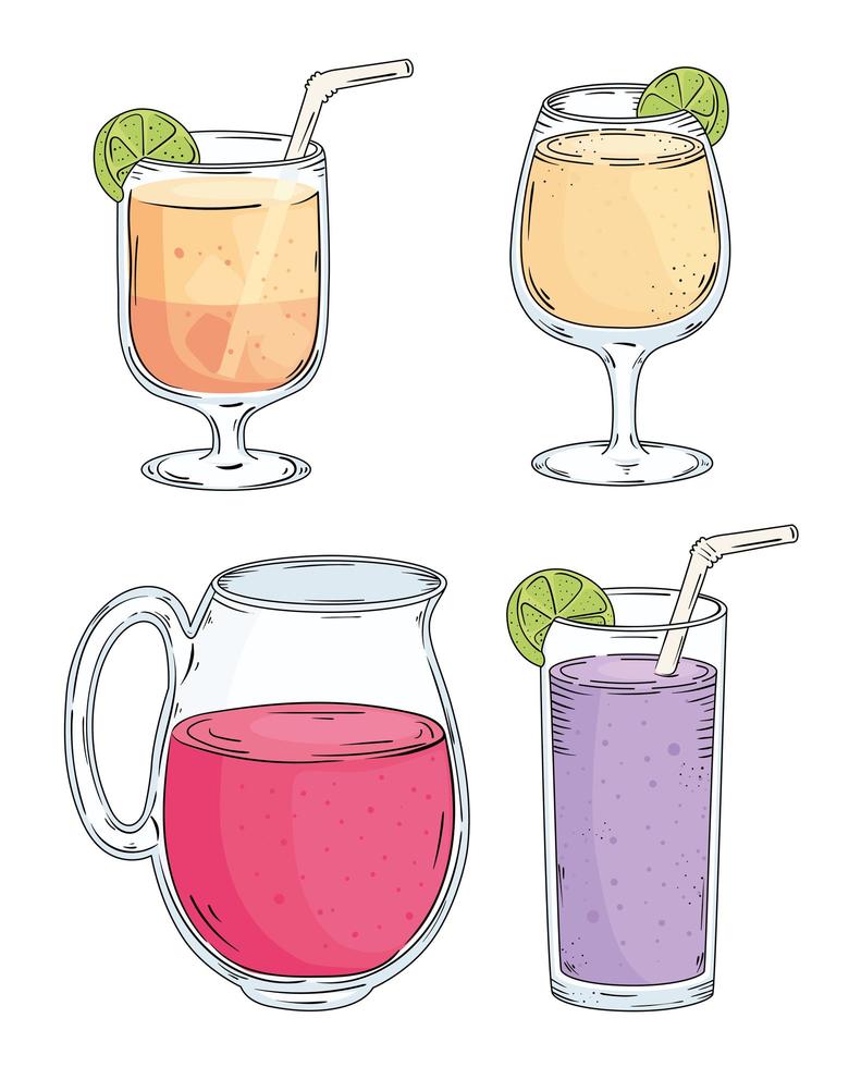 four drinks icons vector
