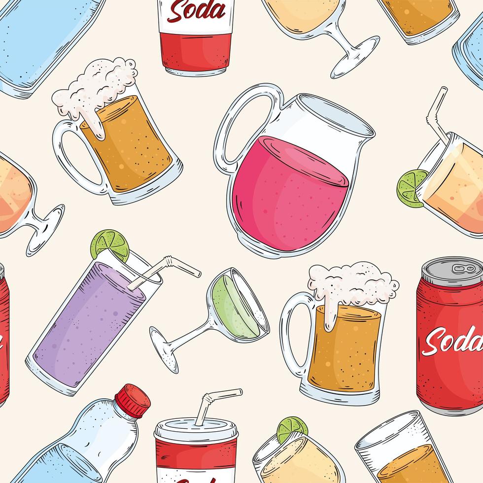 drinks set pattern vector