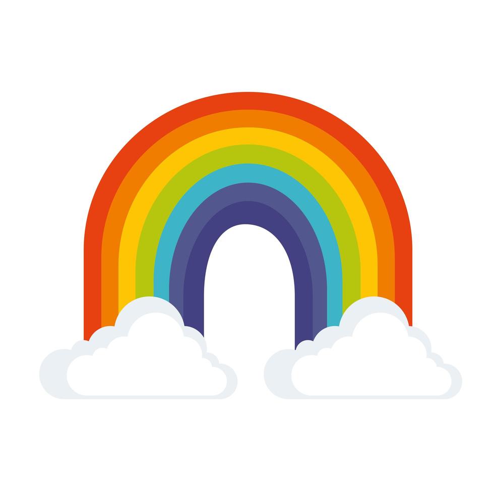 icono de estilo plano de arco iris mágico vector