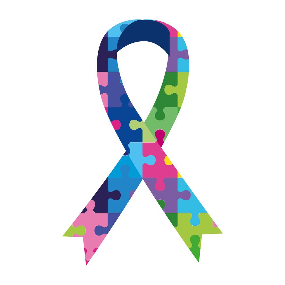 world autism day ribbon campaign with puzzle pieces vector