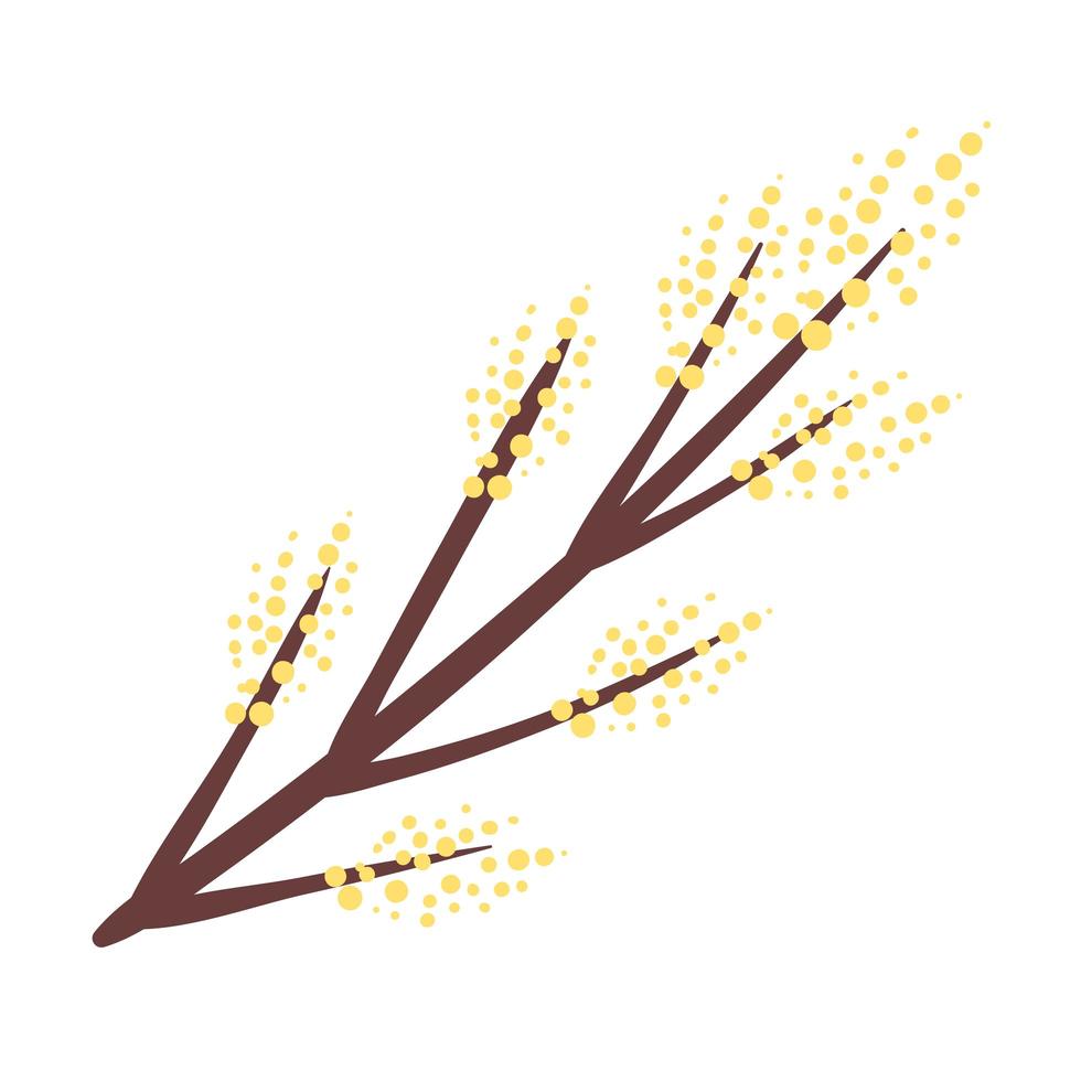 rama de madera con esporas de polen temporada de primavera vector
