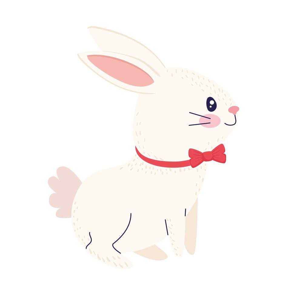 happy easter season card with rabbit wearing bowtie character vector