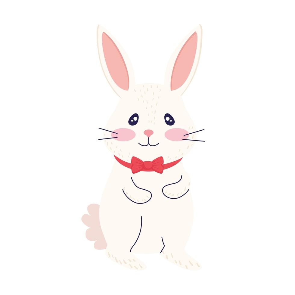 happy easter season card with cute rabbit wearing bowtie vector