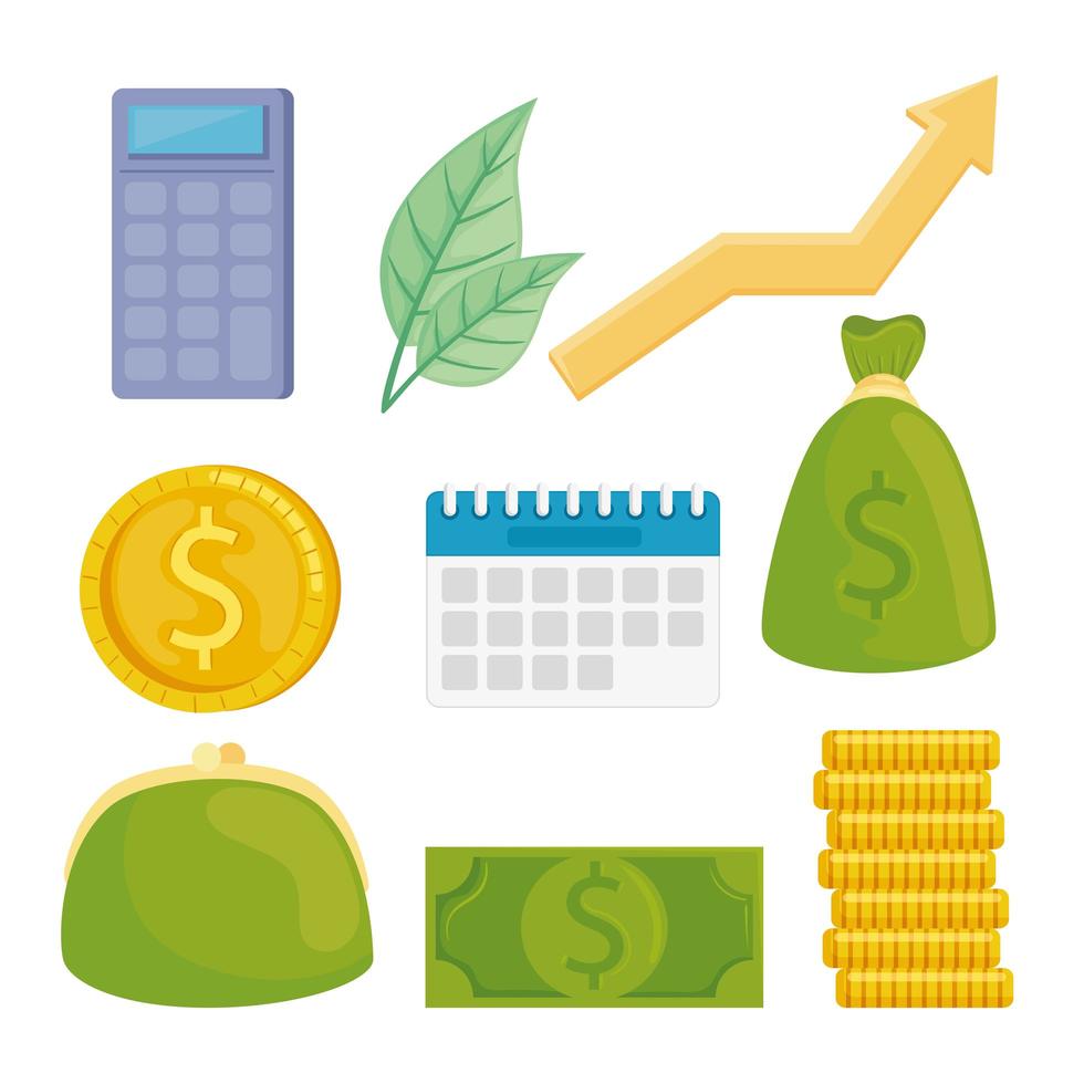 bundle of financial set icons vector