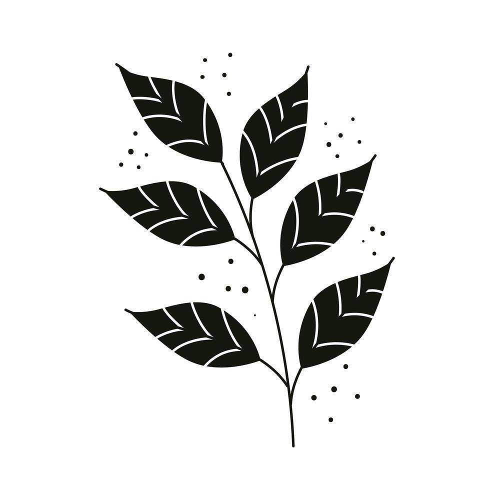 branch with black leafs plant ecology icon vector