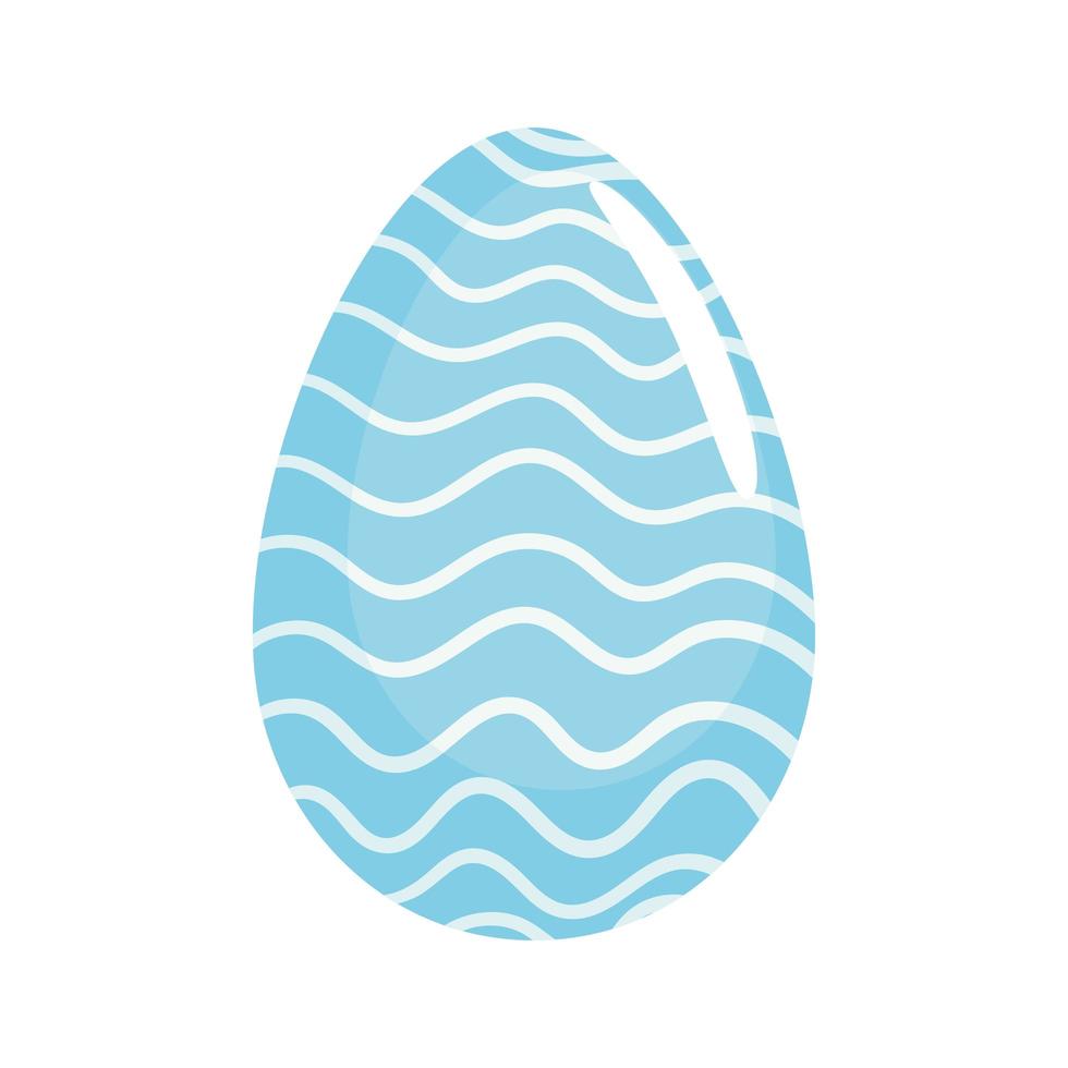 feliz temporada de pascua huevo azul pintado con olas vector