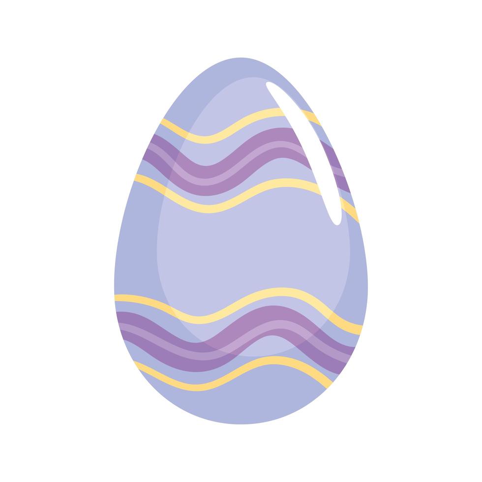 feliz temporada de pascua huevo lila pintado con ondas vector