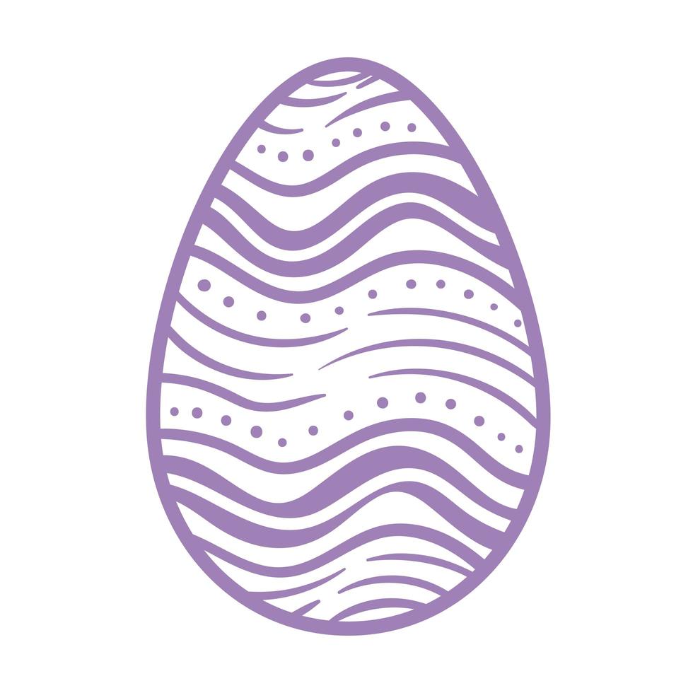 happy easter season lilac color egg painted line style vector
