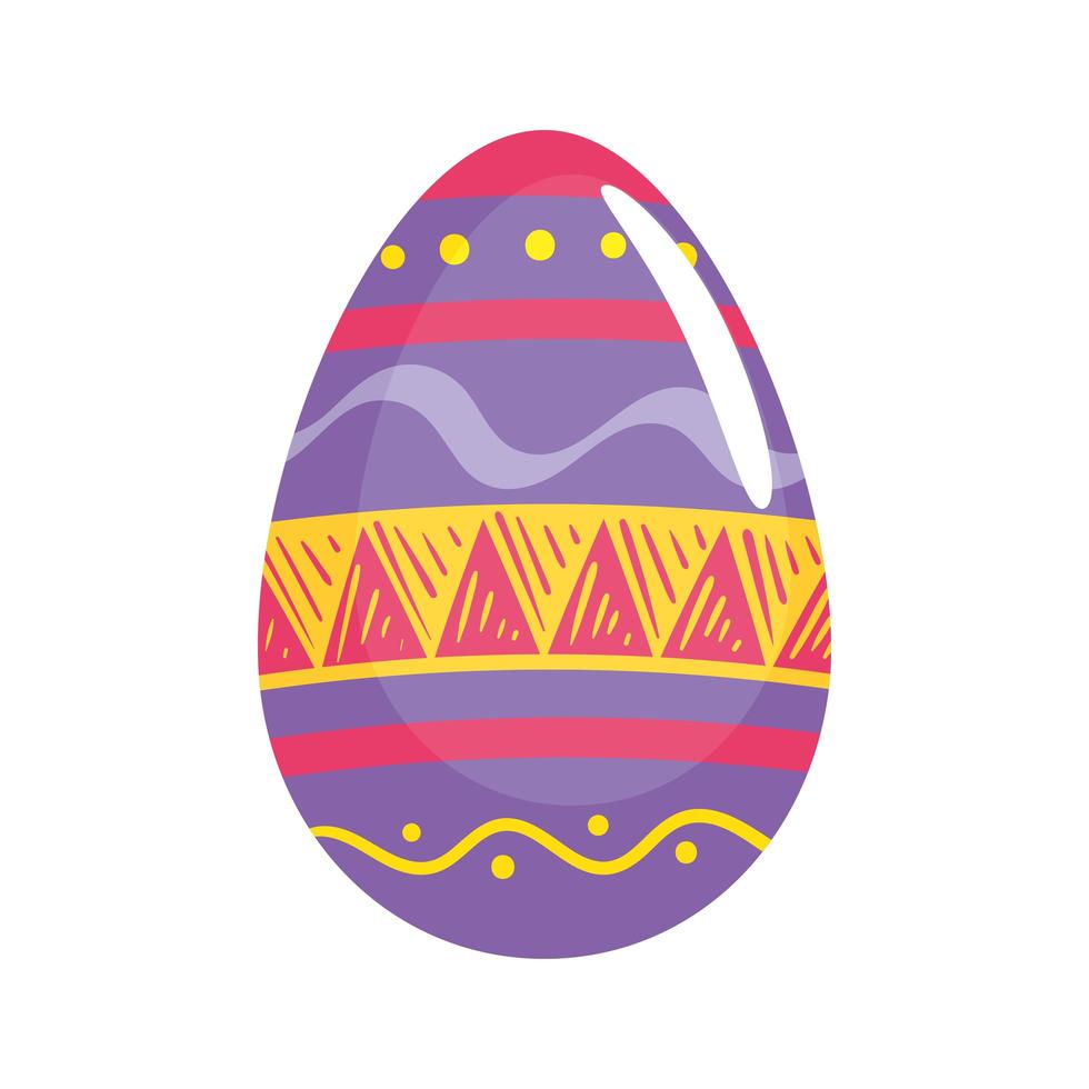happy easter season purple egg painted with figures vector