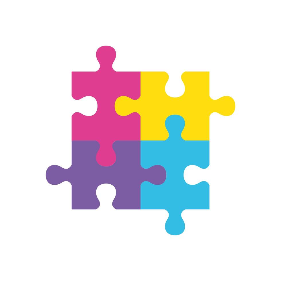 four puzzle game pieces toys icon vector