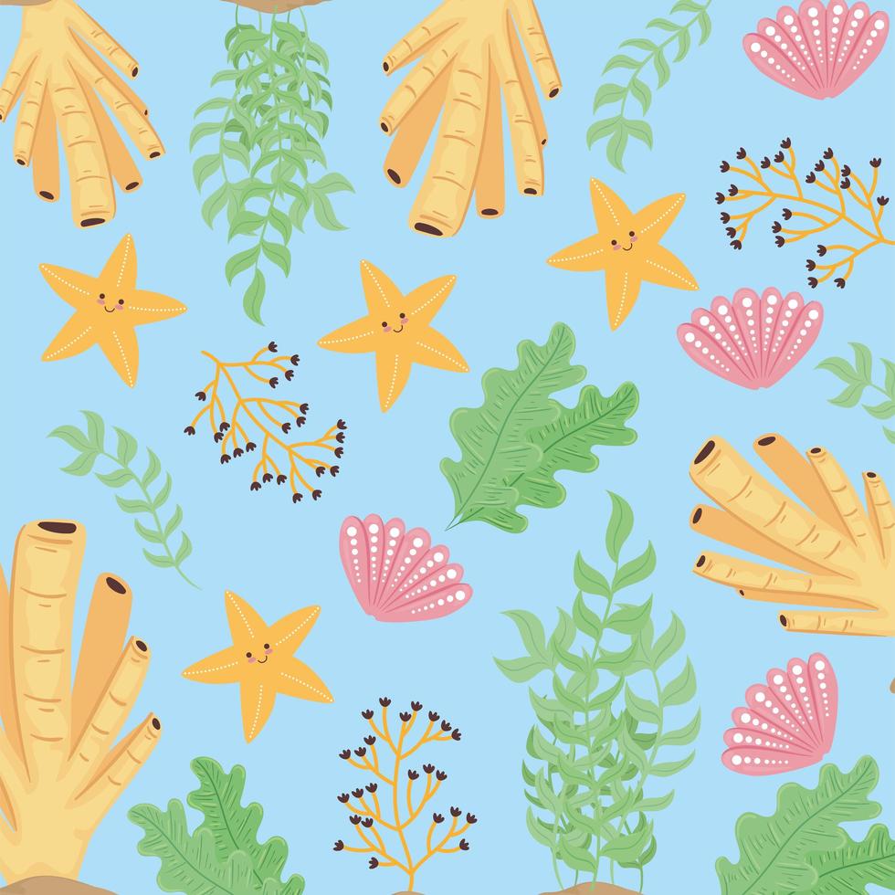 underwater world sea life pattern vector