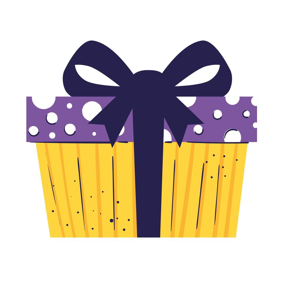 caja de regalo amarilla presente icono de cumpleaños vector