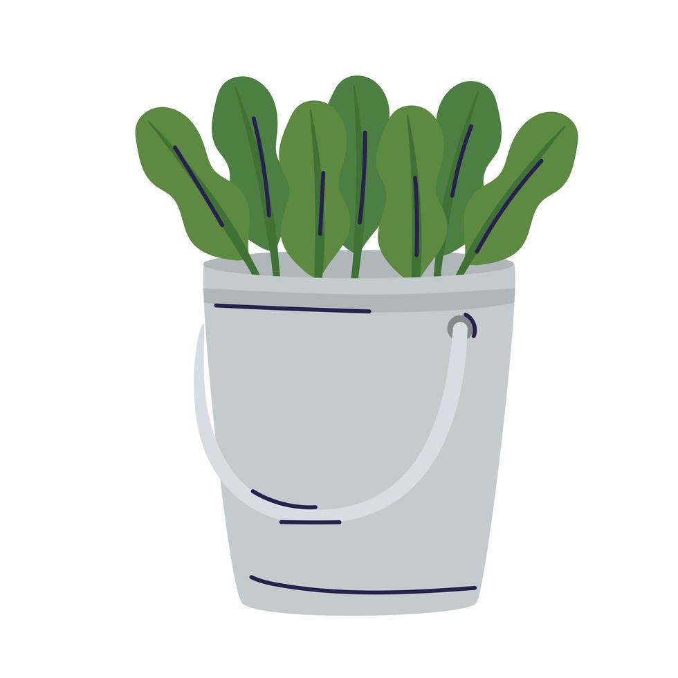 metal bucket with fresh vegetables icon vector