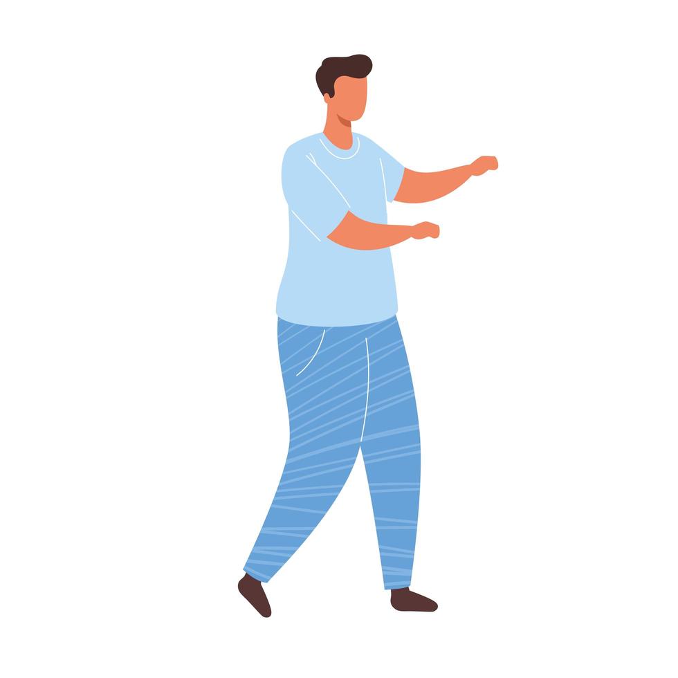 young man dancing avatar character vector