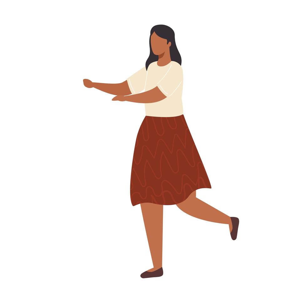 young woman dancing avatar character vector