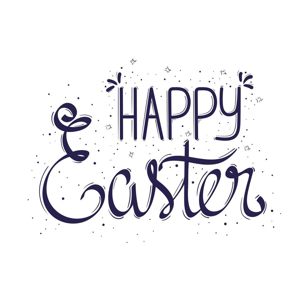 Tarjeta de feliz Pascua con letras en fondo blanco. vector