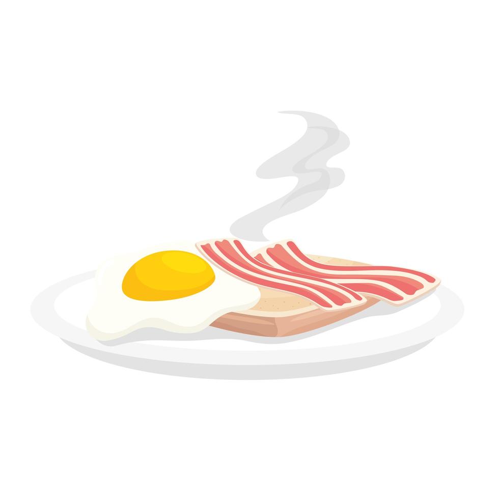 desayuno huevo pan y tocino diseño vectorial vector