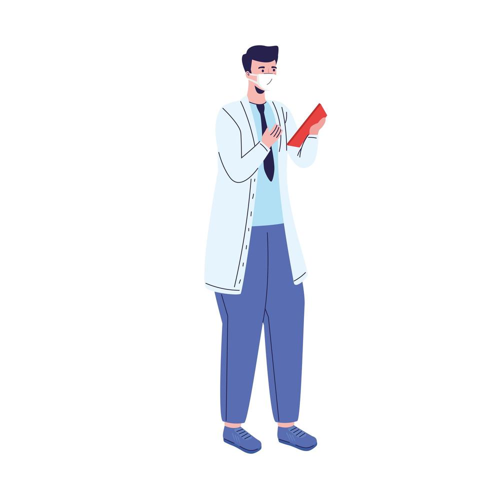 professional doctor with checklist standing character vector