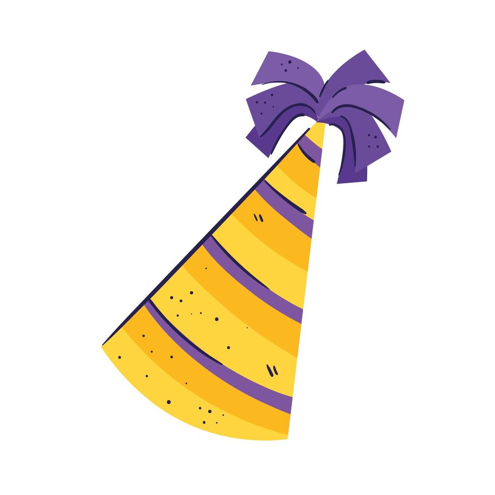 icono de sombrero de celebración de cumpleaños amarillo vector