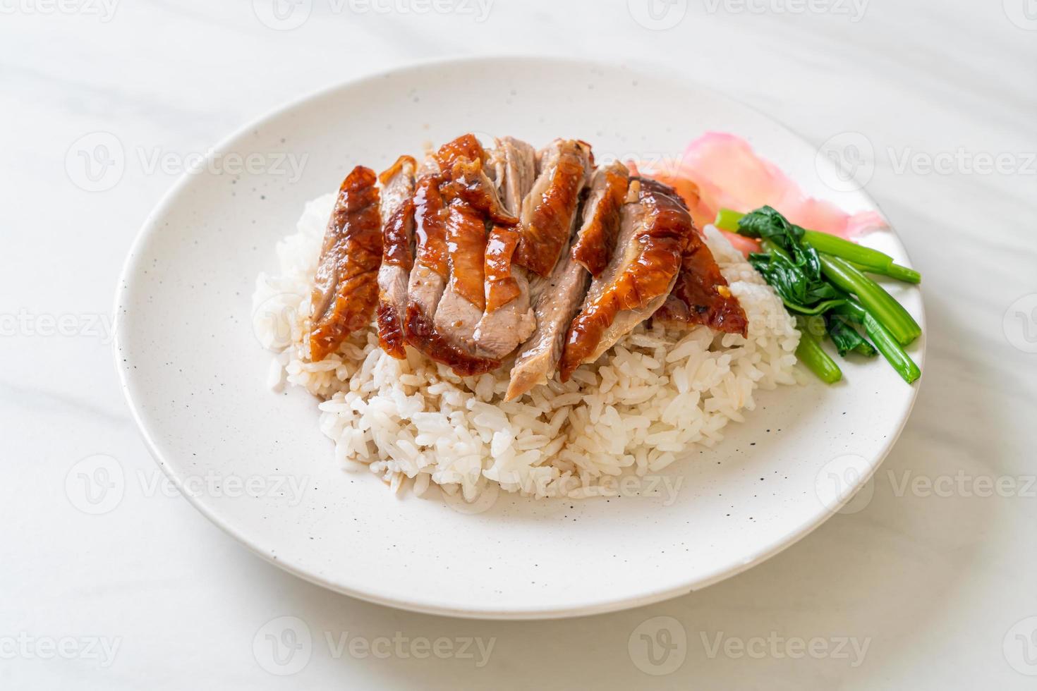 Roasted duck on rice photo