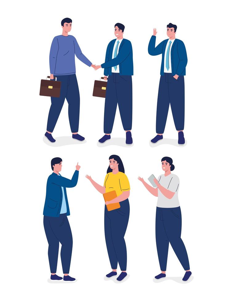 group of six business people avatars characters vector