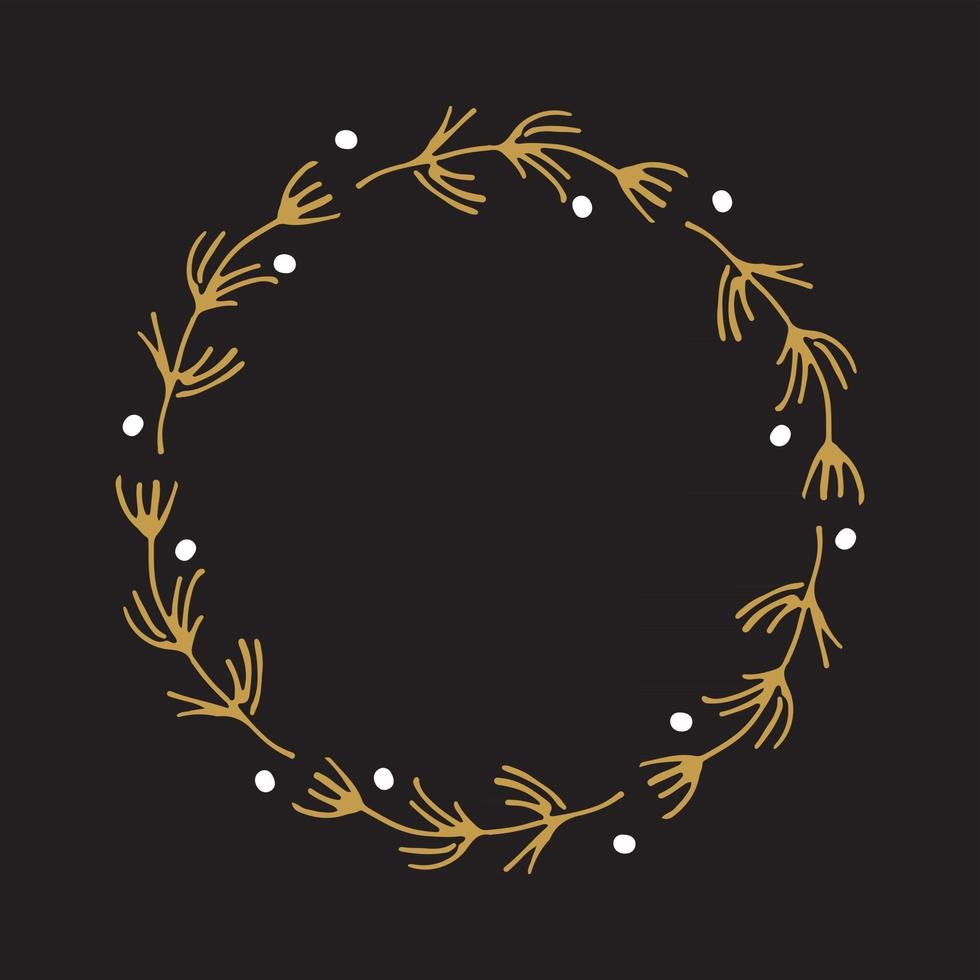 Christmas wreath Round Frames set hand drawn doodles. Vector illustration