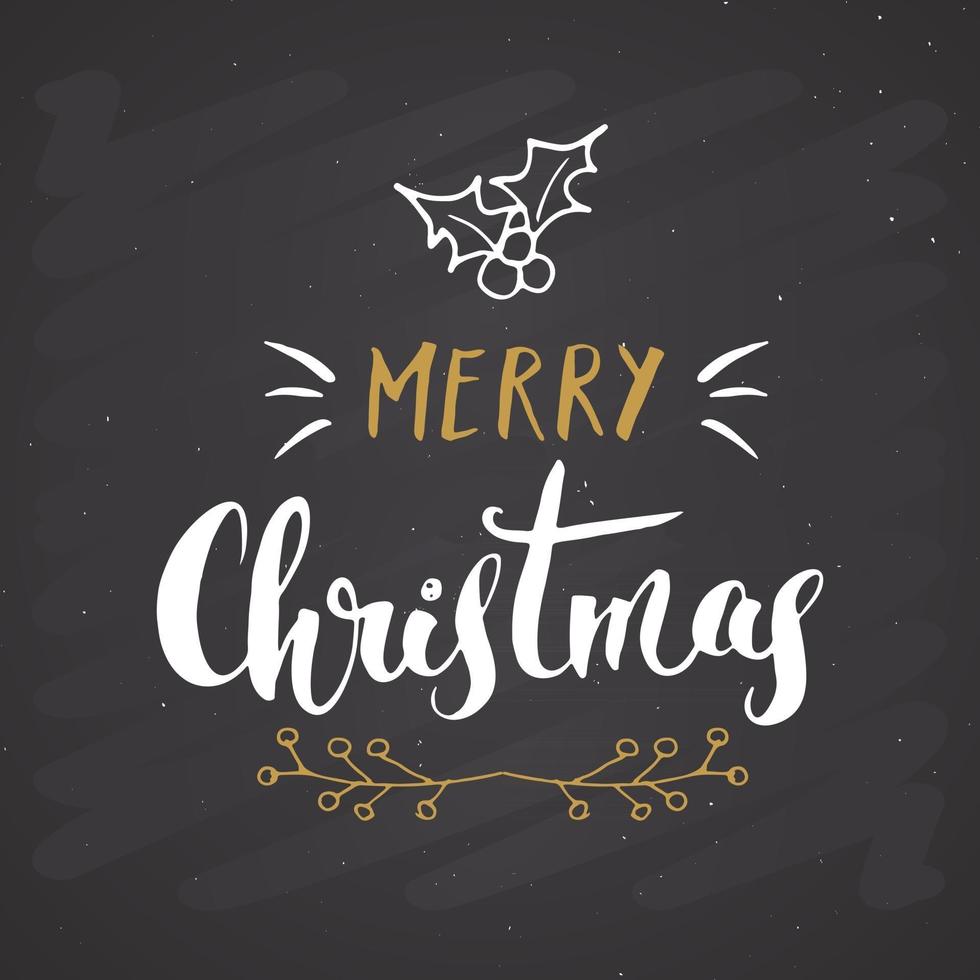 Merry Christmas Calligraphic Lettering. Typographic Greetings Design. Calligraphy Lettering for Holiday Greeting. Hand Drawn Lettering Text Vector illustration