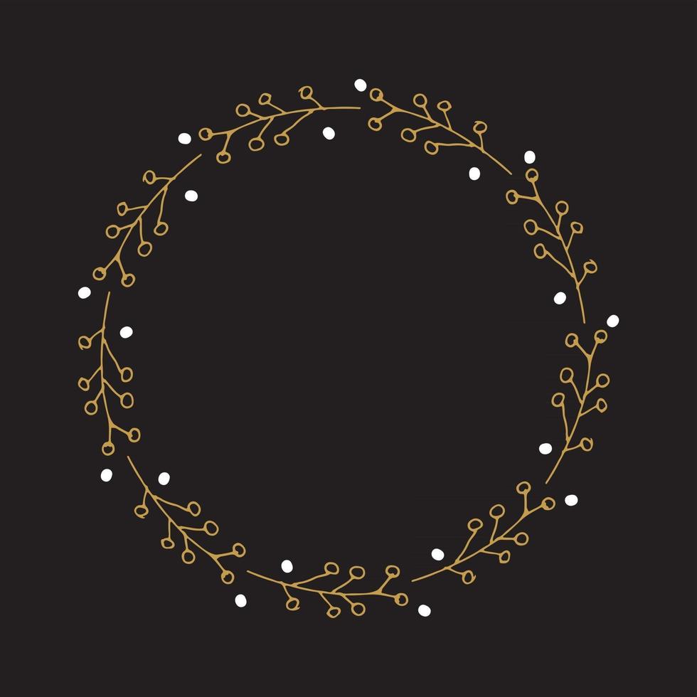 Christmas wreath Round Frames set hand drawn doodles. Vector illustration
