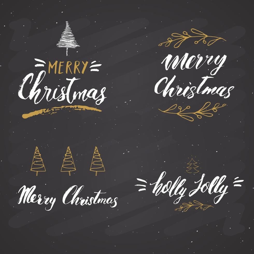 Feliz Navidad letras caligráficas. diseño de saludos tipográficos. Letras de caligrafía para saludo navideño. Ilustración de vector de texto de letras dibujadas a mano