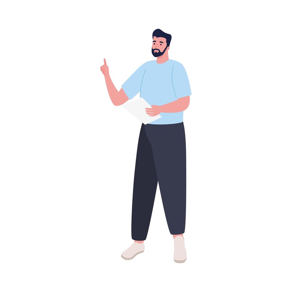 young man with paper document character vector