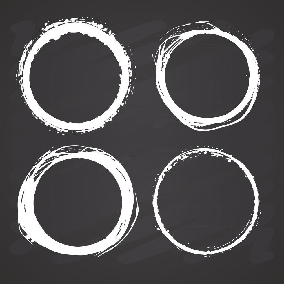 Round Frames, grunge textured hand drawn elements set, vector illustration