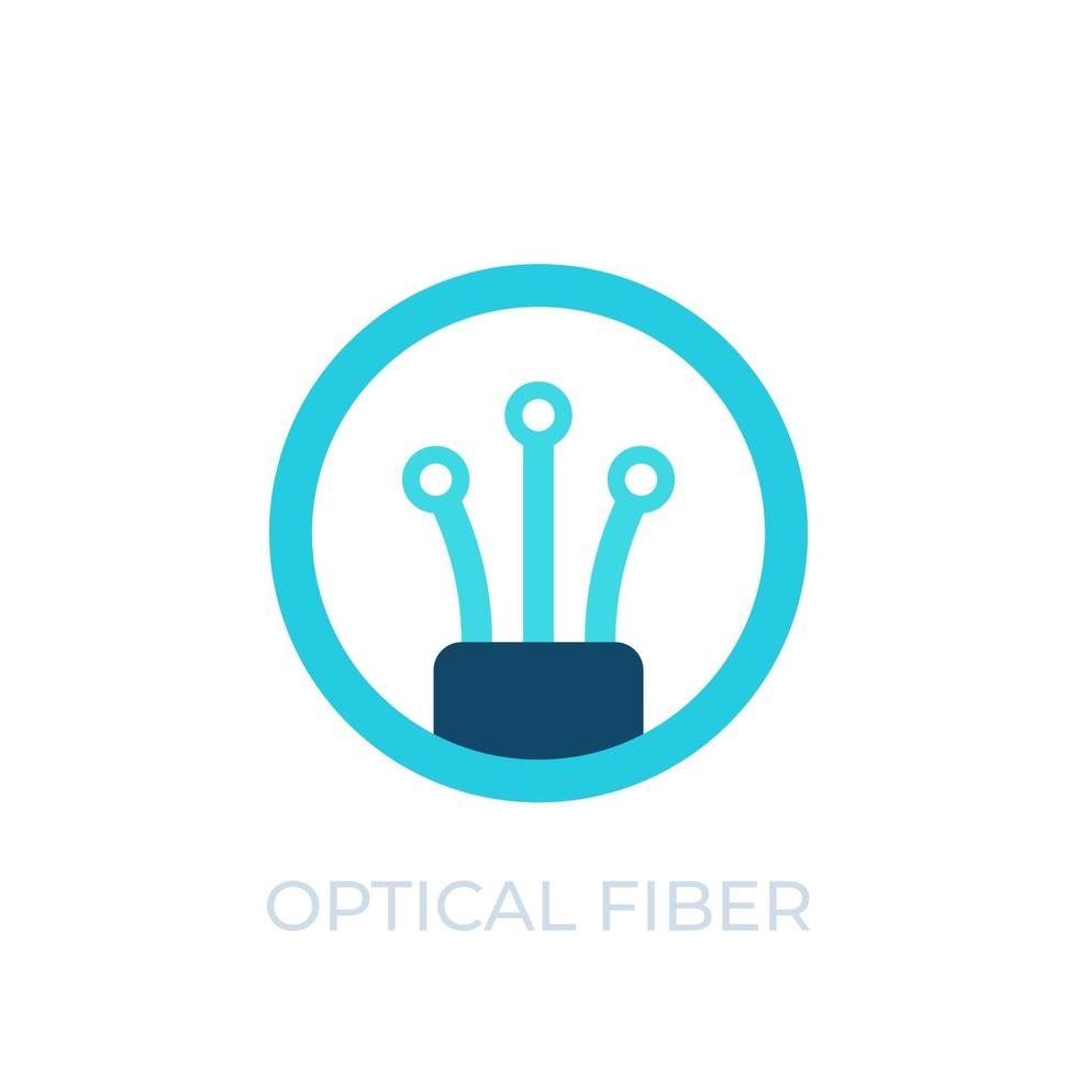 icono de fibra óptica, vector logo en blanco