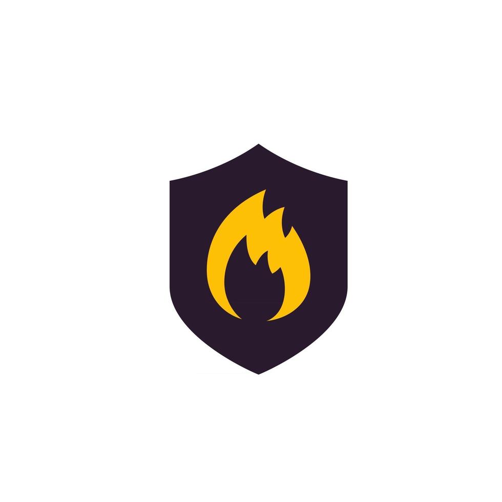 Fire protection icon with shield vector