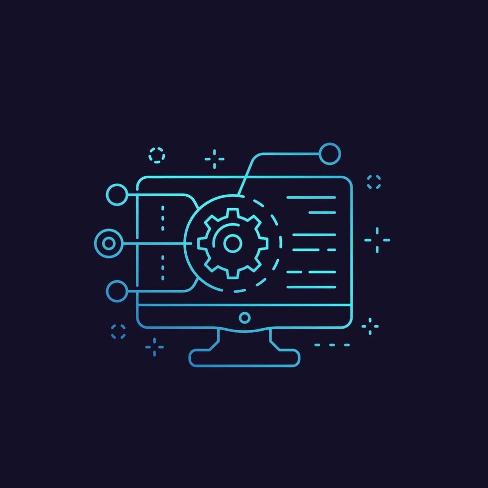 coding, software development, app integration, programming vector icon, linear style