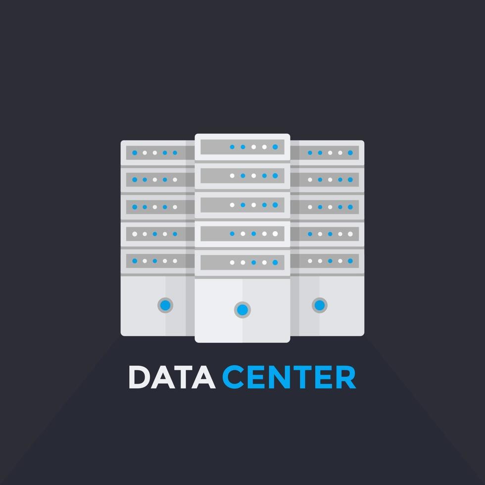 data center, server room vector illustration