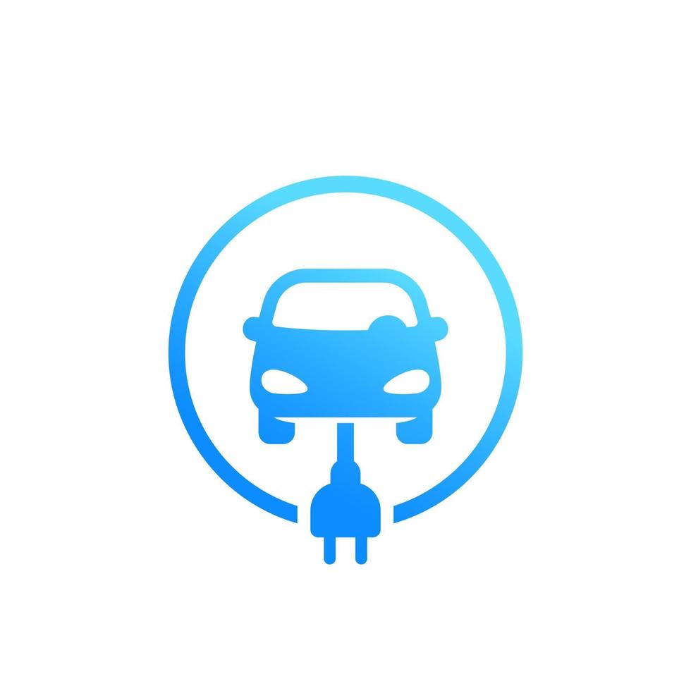 Coche eléctrico, estación de carga para icono de ev. vector